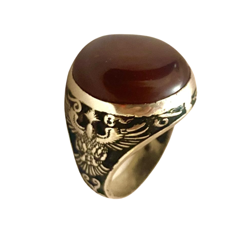 خاتم من فضة وحجر العقيق اليمني