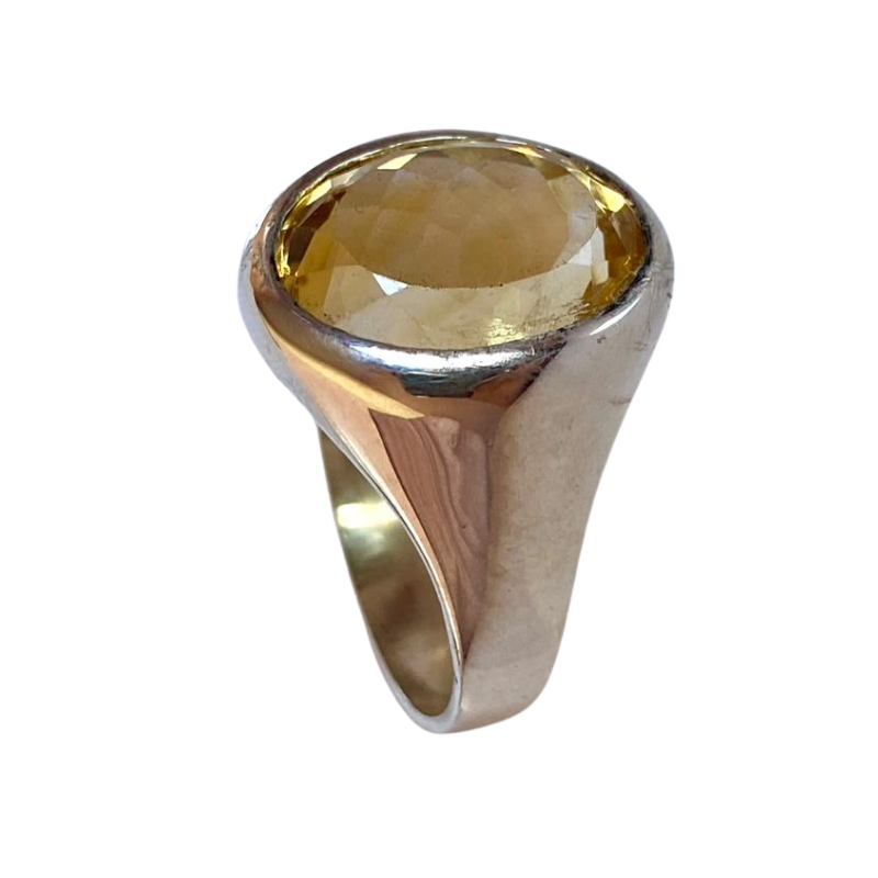 خاتم نقرة و حجر السيترين الطبيعي