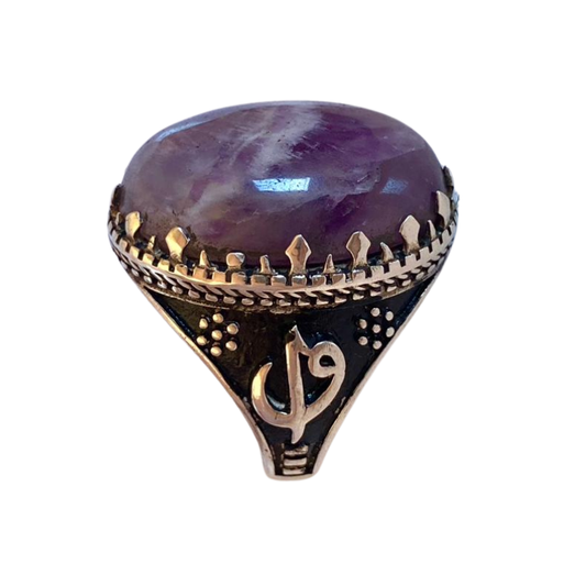 خاتم نقرة و حجر الأميتيست الطبيعي