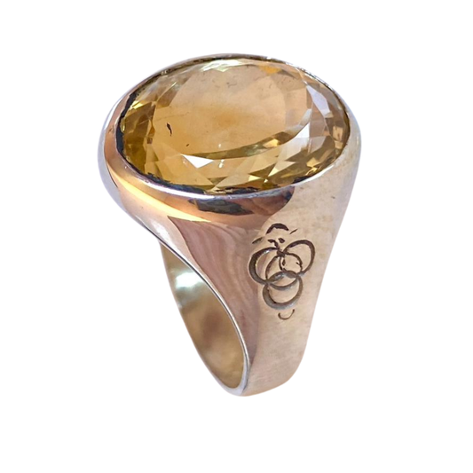 خاتم نقرة و حجر السيترين الطبيعي