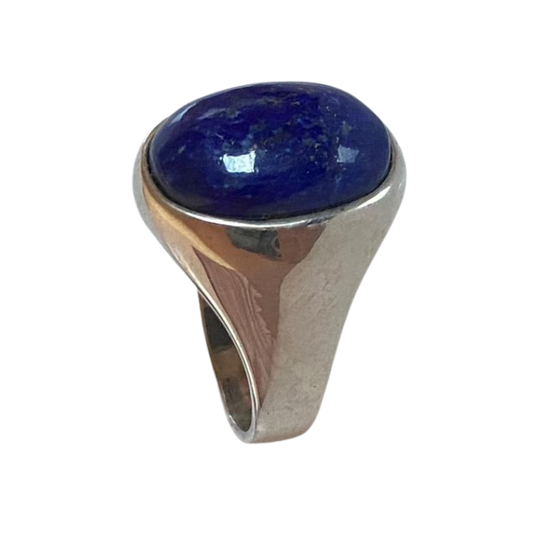 خاتم نقرة وحجر الأزورد الطبيعي