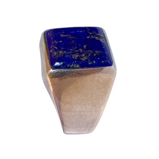 خاتم نقرة وحجر الأزورد الطبيعي