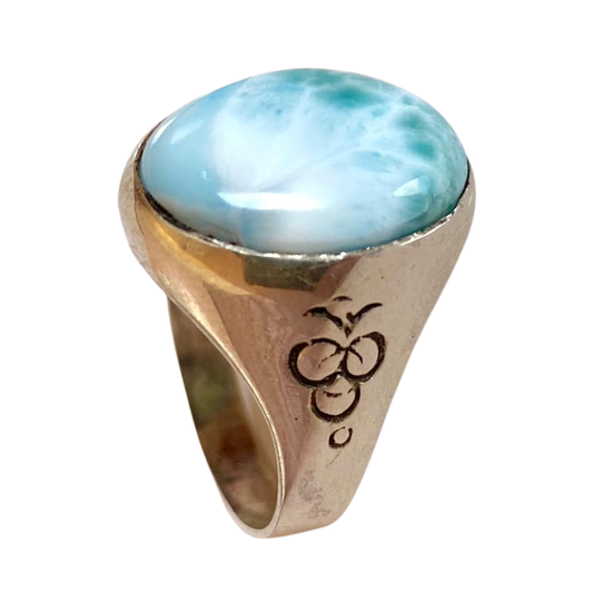 خاتم نقرة و حجر لاريمار الطبيعي