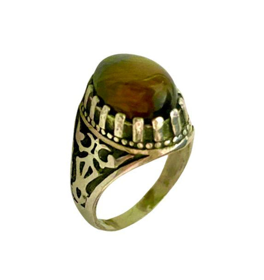 خاتم نقرة وحجر عين النمر