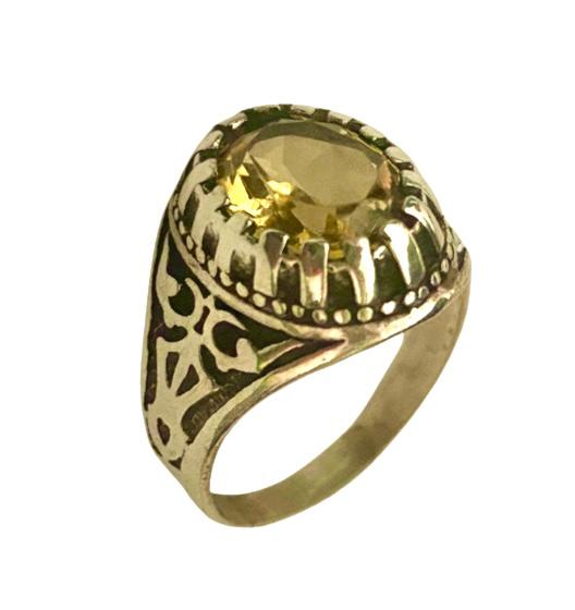 خاتم نقرة و حجر السيترين الطبيعي