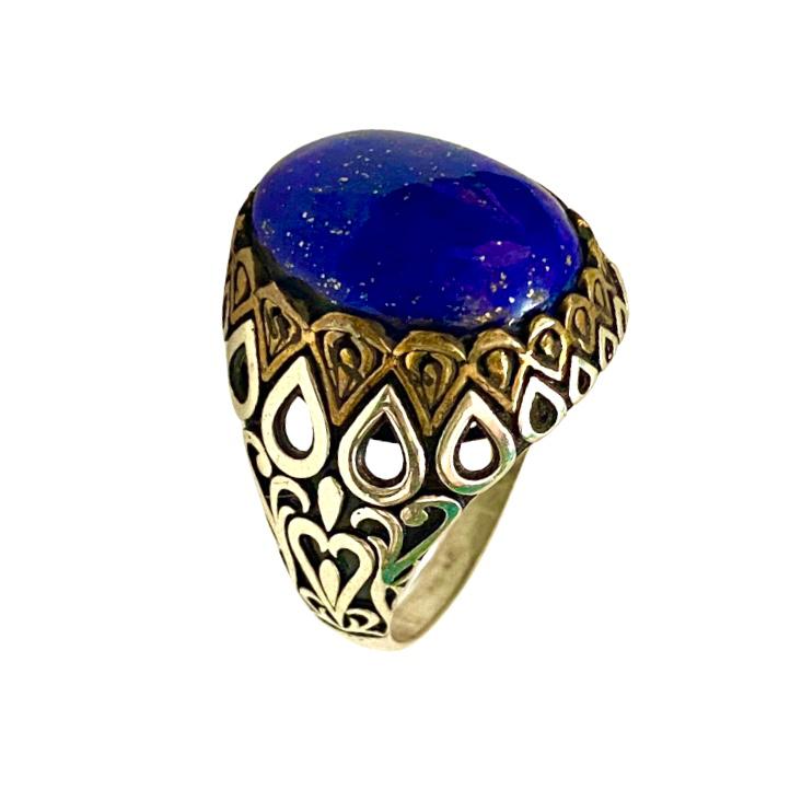 خاتم نقرة وحجر الأزورد الطبيعي