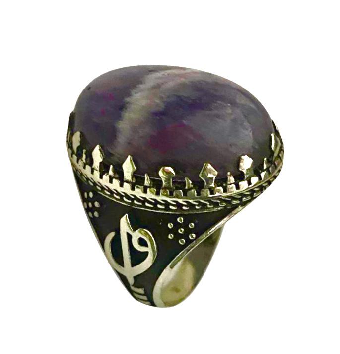 خاتم نقرة و حجر الأميتيست الطبيعي